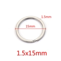 Polished silver stainless steel 15mm key ring with 1.5mm wire thickness detail - 1.5×15mm / Steel