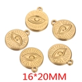 Set of 5 gold stainless steel 16x20mm round eye charms for DIY jewelry making - Small / Gold