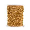 Golden stainless steel bead chain on a white spool for DIY jewelry and necklace making - 1.0mm Width / 3.0mm Bead / Gold