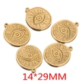 Set of five gold stainless steel evil eye sun pendants for DIY necklace jewelry making - Large / Gold