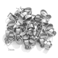 Silver stainless steel 3mm pinch bails with pearl cup for DIY necklace jewelry making - 4mm / Steel