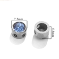 Perle en acier inoxydable avec cristal bleu ciel et double trou pour bijoux DIY - A Couleur Acier