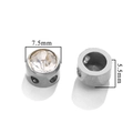 DIY jewelry 7.5mm stainless steel cylinder bead with clear zircon stone inlay - B Steel Color