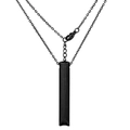Collar de silbato de meditación en acero inoxidable negro mate con cadena ajustable - Negro