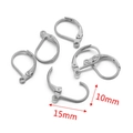 Crochets d'oreilles en acier inoxydable argenté pour bijoux de 15mm par 10mm - Style C Couleur Acier / 15mm x 10mm