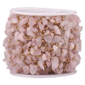 Perline in pietra naturale rosa con perline dorate su bobina per creazione gioielli - Stile D Oro Quarzo Rosa