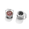7.5mm stainless steel bead with purple crystal inlay for DIY jewelry bracelet - C Steel Color