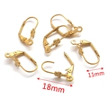 Dormeuses dorées 18x11mm avec motif floral en acier inoxydable pour bijoux DIY - Style D Or / 18mm x 11mm