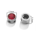 7.5mm Stainless steel bead with red rhinestone for DIY jewelry bracelets - D Steel Color