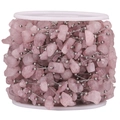 Catena di perline in pietra naturale rosa su bobina per creazione di gioielli DIY - Stile D Acciaio Quarzo Rosa