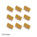 Golden 13x6.5mm stainless steel ribbon crimp ends with teeth for jewelry making - Medium Style / Gold