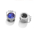 Silver stainless steel 7.5mm spacer bead with blue rhinestone and double hole for DIY jewelry - Letter E Silver Color