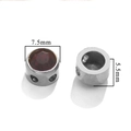 Perle en acier inoxydable strass DIY avec insert en pierre précieuse brun rouge - Lettre F Couleur Argent