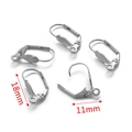 Dormeuses en acier inoxydable argenté avec texture éventail, accessoires DIY de 18x11mm - Style E Couleur Acier