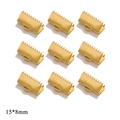 Golden 15x8mm stainless steel textured ribbon crimp ends for DIY jewelry making - Standard Type / Gold