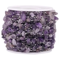DIY jewelry supplies featuring irregular natural amethyst stone beads on a silver chain spool - Style C Steel Amethyst