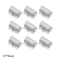 Nine silver stainless steel ribbon end crimps 15x8mm for jewelry making kits - Standard Type / Silver