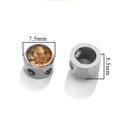 Perle d'espacement de 7,5mm en acier inoxydable et strass ambre pour bijoux DIY - Lettre H Couleur Argent