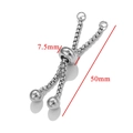 Dettaglio catena box regolabile da 50mm in acciaio inox con cursore a sfera da 7,5mm - Stile 50 Color Acciaio