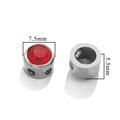 Perle d'espacement en acier avec strass rouge, taille 7.5mm diamètre et 5.5mm hauteur - Lettre I Couleur Argent