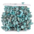 Amazonite gemstone beads with silver metal beads chain on a white spool for DIY jewelry - Style G Steel Aventurine