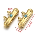 Golden tubular pendant with turquoise stone inlay and three connection loops - Turquoise Style (A)