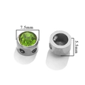 Perle coulissante en acier inoxydable 7,5 mm avec cristal vert pour bijoux DIY - Lettre J Couleur Argent
