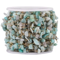 Spool of natural blue Amazonite stone beads with gold spacer beads for DIY jewelry making - Style H Gold Aventurine