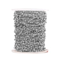 Polished silver stainless steel ball chain on a white spool for DIY jewelry making - 1.0mm Width / 3.0mm Bead / Steel