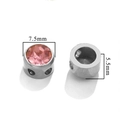 Accessoire bijoux DIY avec cristal rose 7,5mm et base en acier inoxydable poli - Lettre K Couleur Argent