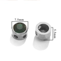 Perle de 7,5 mm en acier inoxydable argenté avec strass vert et trous latéraux - Lettre L Couleur Argent