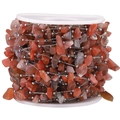 Irregular natural carnelian gemstone chip chain with silver beads on a spool - Style F Steel Tourmaline
