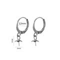 Crochets d'oreilles argentés en inox avec tiges de 6mm et anneaux de 12mm - Style H Couleur Acier