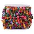 Colorful irregular natural stone beads with gold stainless steel chain on a white spool - Style E Gold Shell