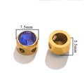 Perle coulissante 7,5mm en acier doré avec pierre bleue facettée pour bijoux DIY - E Or