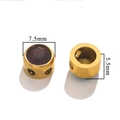 Perle en acier inoxydable doré de 7,5mm avec zircon rouge foncé pour bijoux DIY - Or F