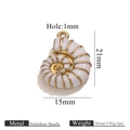 Goldener Nautilus-Anhänger aus Edelstahl mit weißem Emaille für DIY-Schmuck - Weiße Emaille