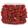 DIY jewelry making supplies featuring red natural stone and golden bead chain on a spool - Style B Gold Red Jasper