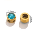 Perle d'espacement dorée en acier inoxydable avec cristal bleu mer pour bijoux - Or G