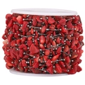 DIY jewelry making supplies with irregular red natural stone beads on stainless steel chain - Style B Steel Red Jasper