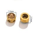Perle cylindrique en acier doré avec cristal brun pour création de bijoux DIY - Or H