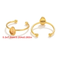 Adjustable gold teardrop ring base for DIY jewelry making with 5.2x7.2mm bezel setting - Gold - Water Drop