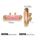Perla a tubo malocchio in smalto rosa in acciaio inossidabile dorato per gioielli fai da te - Smalto Rosa