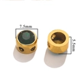 Perle d'espacement dorée en acier inoxydable avec strass vert et deux trous, 7,5mm diamètre - Lettre L Or