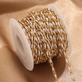 Cadena ovalada de acero inoxidable dorado con esmalte blanco en carrete plástico - 1m / Oro-Blanco