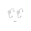Polished 8mm silver C-shaped ring base with flat round disk for DIY jewelry making - Silver Flat Round
