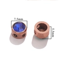 Perle en acier inoxydable or rose 7,5mm avec cristal bleu et doubles trous de fil - E Or Rose