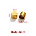 Golden stainless steel leather cord end caps with 4mm hole for DIY jewelry making - Inner 4mm / Gold
