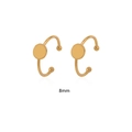 Polished golden stainless steel C-shape ear cuff with 8mm round flat disc detail - Gold Flat Round