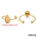 10-piece pack of 6x8mm gold-plated stainless steel adjustable ring bases for DIY jewelry - Gold Oval